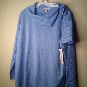 Southern Lady Sweater Pullover M Long Sleeve Cowl Neck Blue